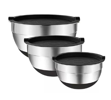 SET 3 BOWLS CON TAPA ACERO INOXIDABLE - 1
