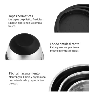 SET 3 BOWLS CON TAPA ACERO INOXIDABLE - 4