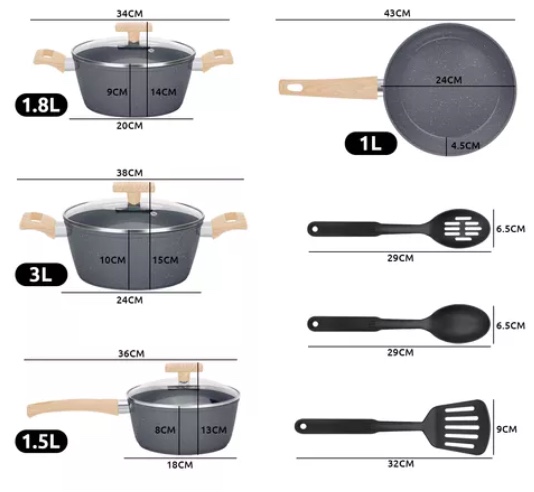 BATERIA DE COCINA GRANITO ANTIADHERENTE 10 PIEZAS - 5