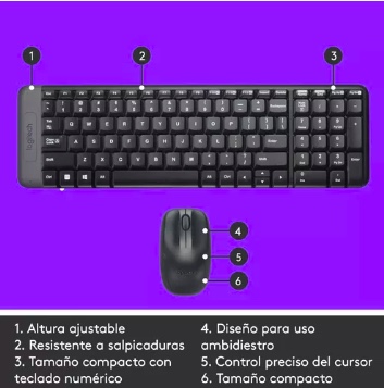 KIT TECLADO Y MOUSE INALAMBRICO IDIOMA ESPAÑOL - 5