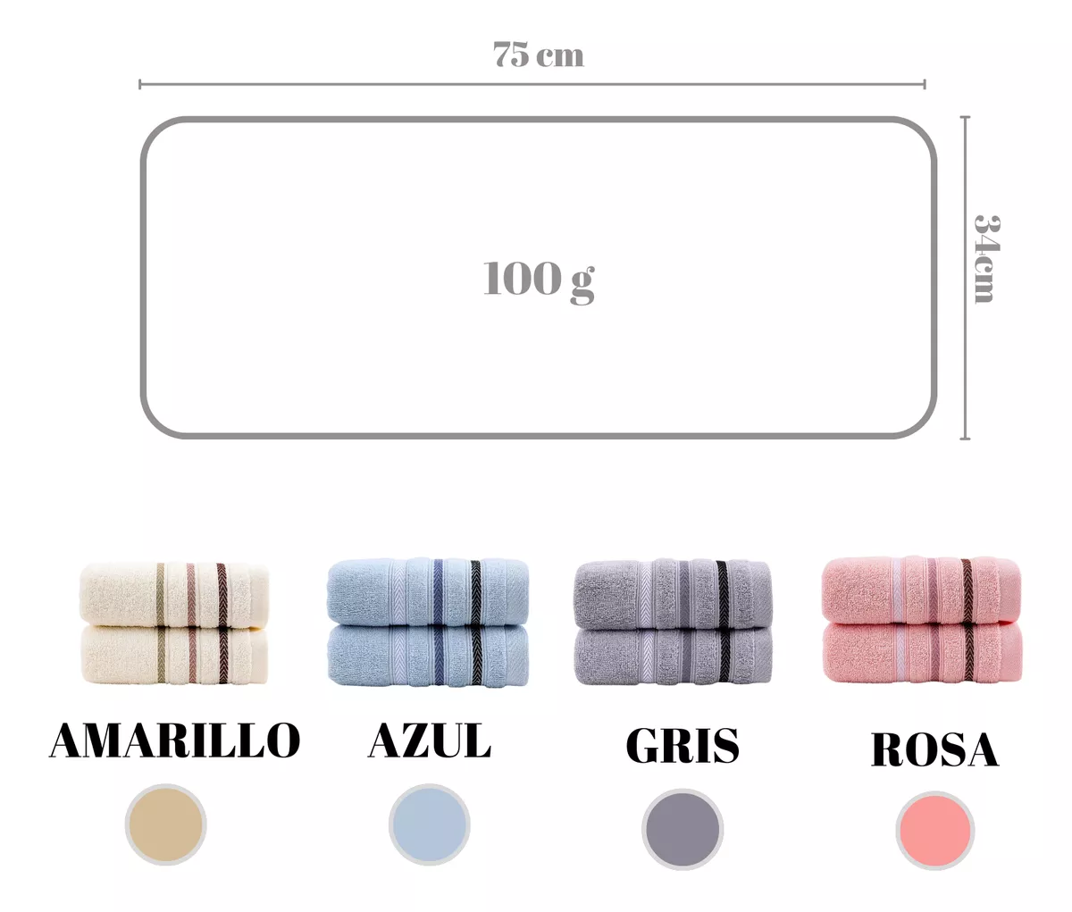 PACK 6 TOALLAS DE MANO DE ALGODON - 5