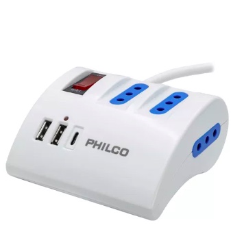 EXTENSIÓN ALARGADOR ESCRITORIO AC/USB-C 3.0 PHILCO 2044B COLOR BLANCO - 1
