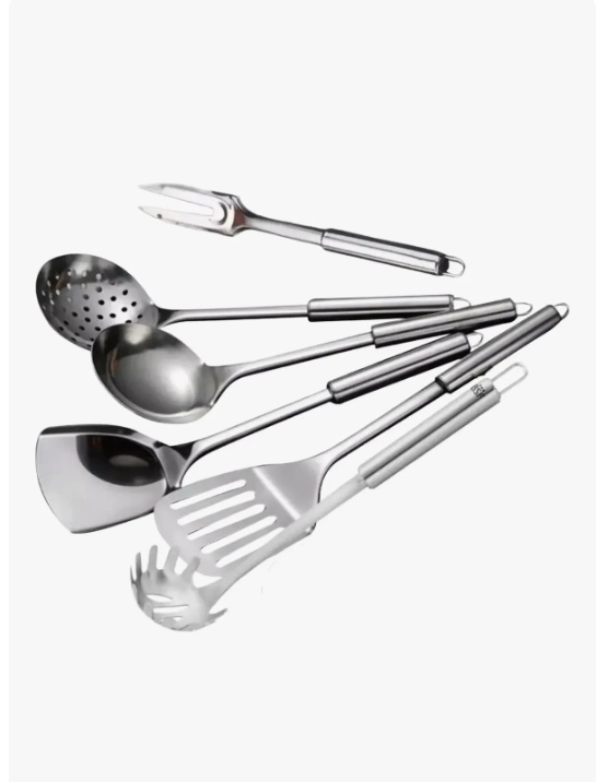 SET 6 UTENSILIOS DE COCINA ACERO INOXIDABLE PREMIUM - 1