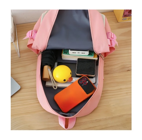 MOCHILA ESCOLAR VIAJE ESTILO COREANO 5 PIEZAS KIT - 4