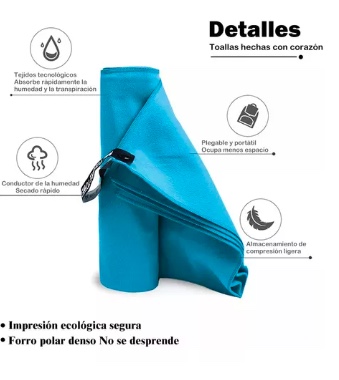 TOALLA DE DEPORTE MICROFIBRA X3 SECADO RAPIDO - 2