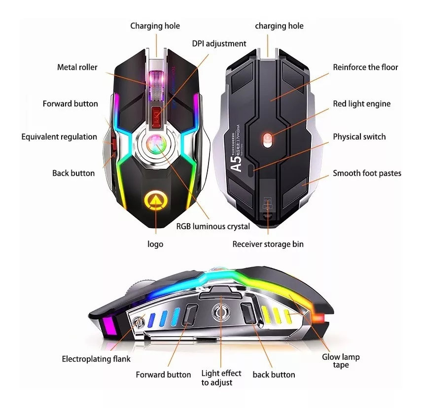 MOUSE GAMER INALAMBRICO RECARGABLE - 3