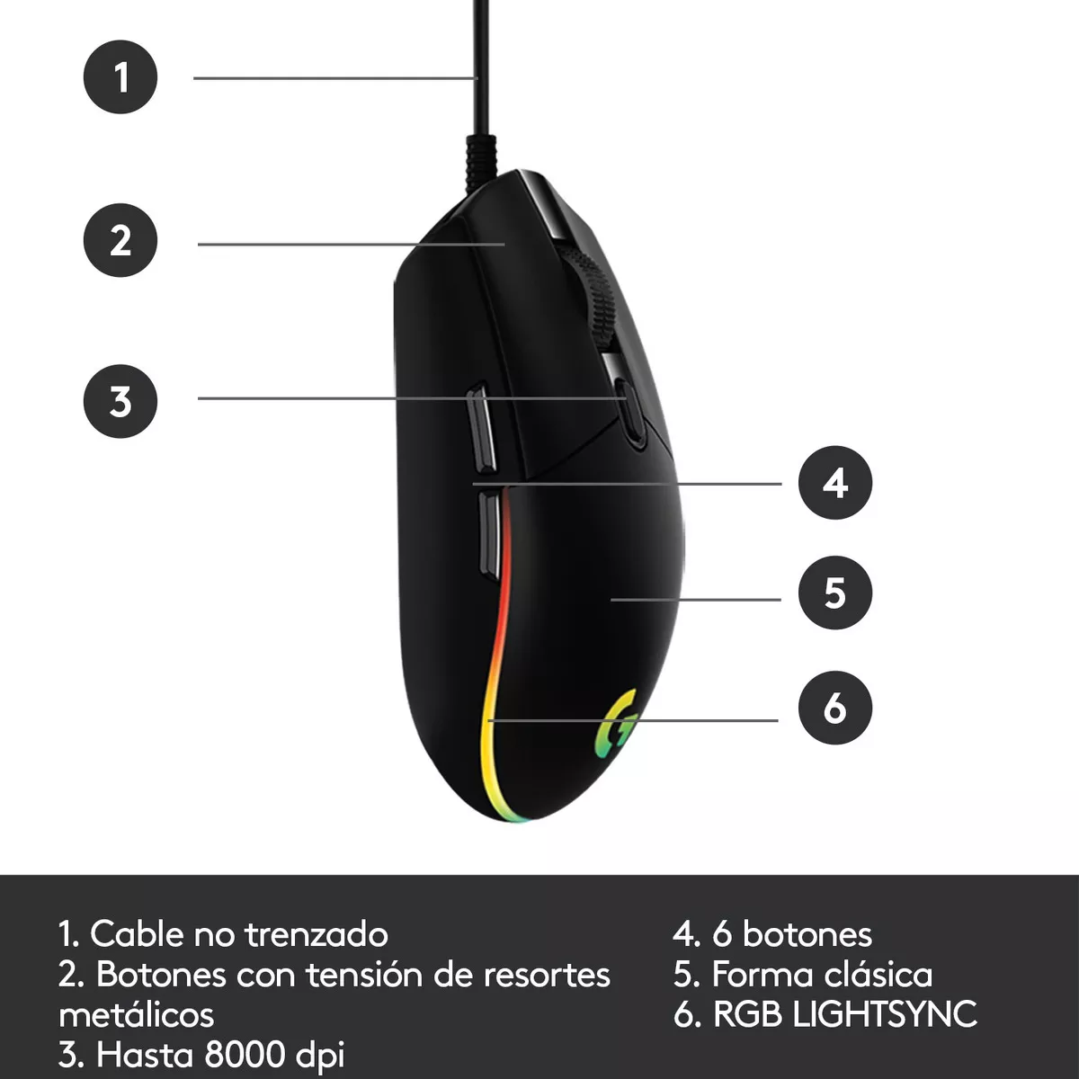 MOUSE GAMER LOGITECH NEW G203 - 6
