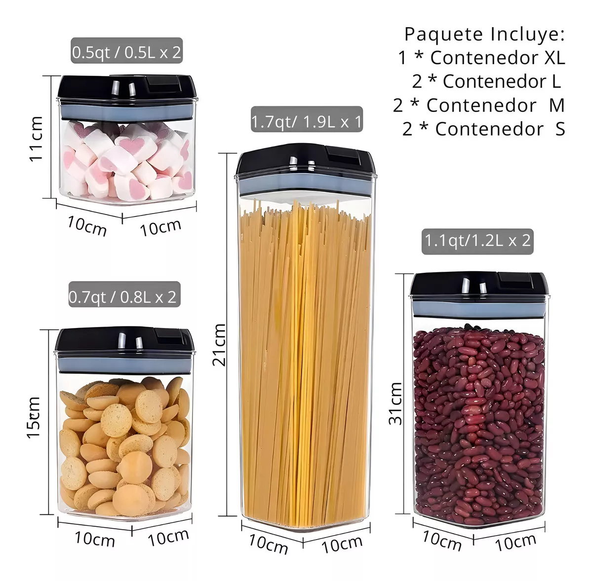 SET DE 7 CONTENEDORES HERMETICOS DE PLASTICO - 5