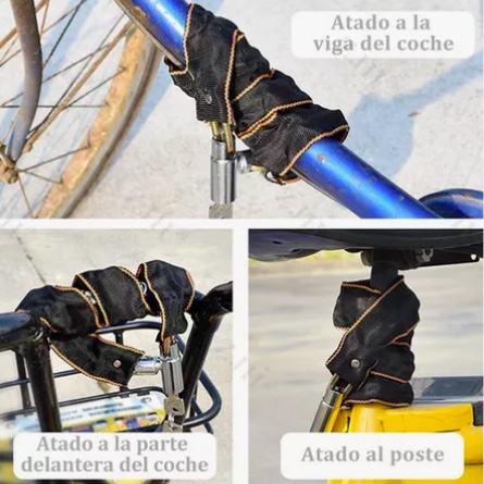 CANDADO BICICLETA CON CADENA ACERO - 4