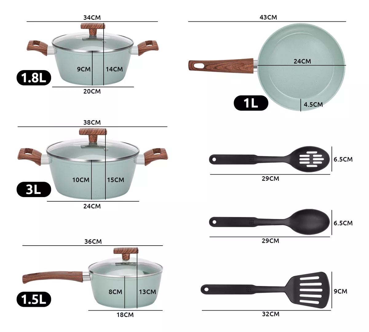 BATERIA DE COCINA GRANITO ANTIADHERENTE - 5