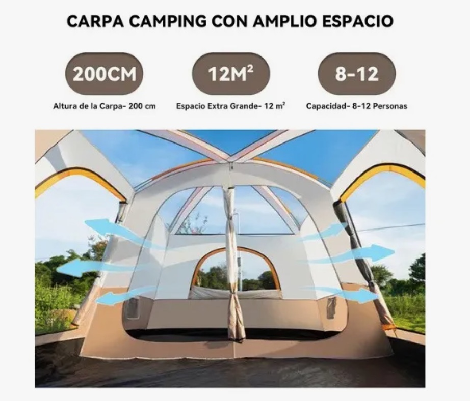 TIENDA DE CAMPAÑA GRANDE PARA 8-12 PERSONAS - 2