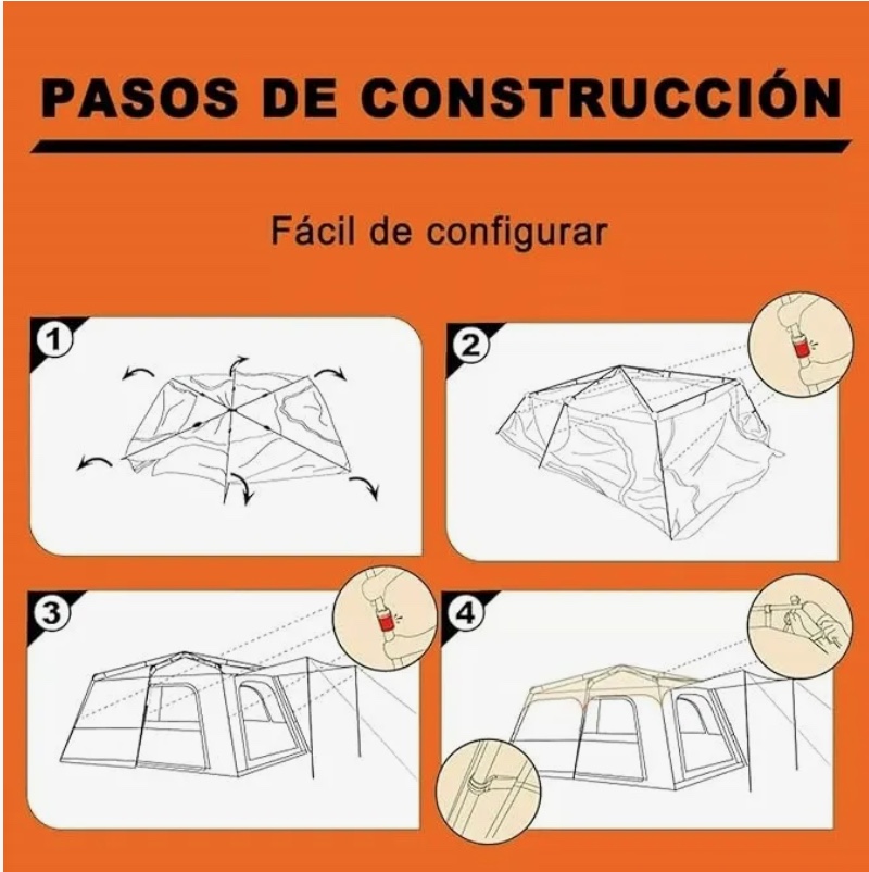 TIENDA DE CAMPAÑA GRANDE PARA 8-12 PERSONAS - 6