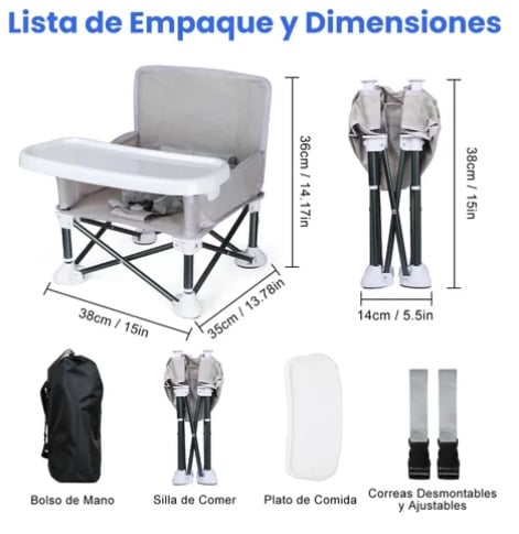 ASIENTO ELEVADOR PORTATIL COMEDOR PLEGABLE PARA BEBE - 3