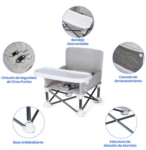 ASIENTO ELEVADOR PORTATIL COMEDOR PLEGABLE PARA BEBE - 6