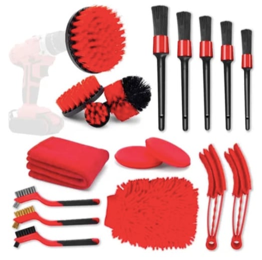 KIT 18 PIEZAS LIMPIEZA DE AUTO INTERIOR Y EXTERIOR - 1