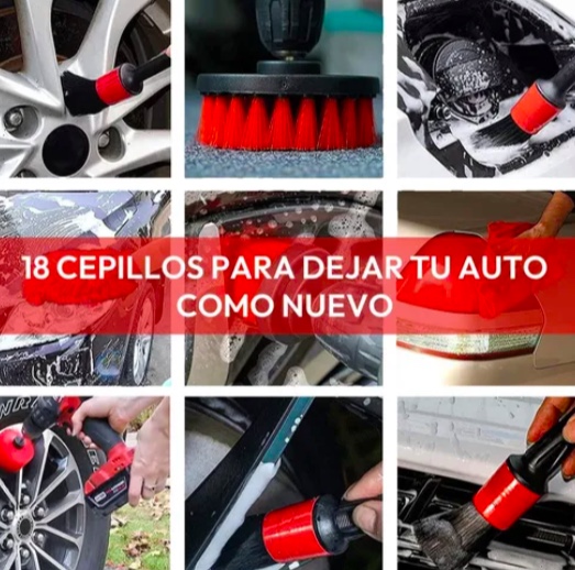 KIT 18 PIEZAS LIMPIEZA DE AUTO INTERIOR Y EXTERIOR - 2