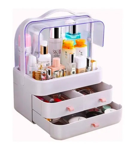 CAJA ORGANIZADOR DE COSME TICOS PORTATIL MULTIUSO - 4