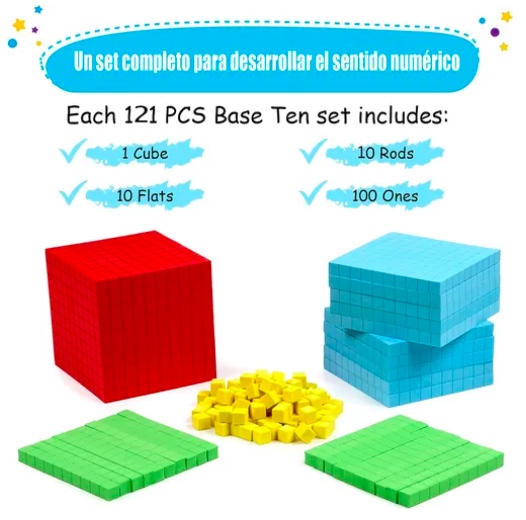 BLOQUE MULTIBASE BASE 10 CONECTABLE AMARILLO 122 PCS - 3