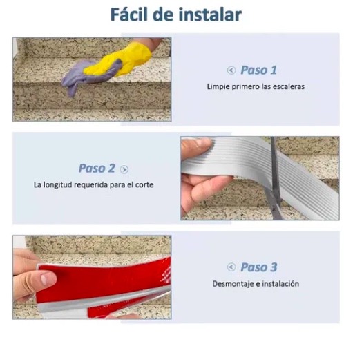 TIRAS ANTIDESLIZANTES DE GOMA 3M PARA ESCALERAS - 3