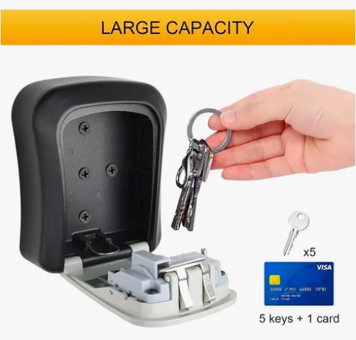 CAJA DE SEGURIDAD DE METAL CON CLAVE PARA LLAVES - 2