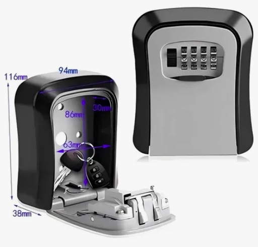 CAJA DE SEGURIDAD DE METAL CON CLAVE PARA LLAVES - 4