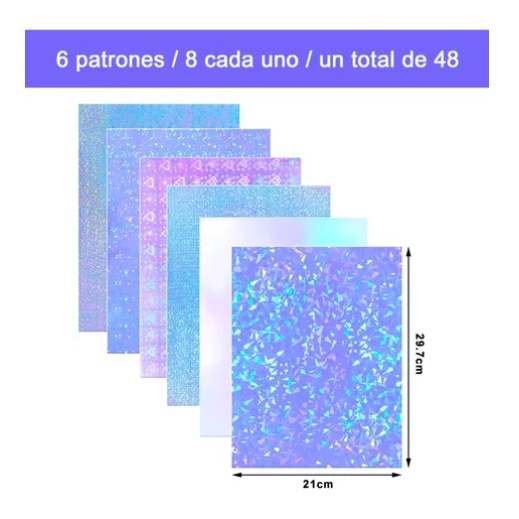 48 HOJAS LAMINADO FRIO HOLOGRAFICO - 2
