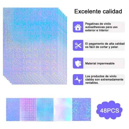 48 HOJAS LAMINADO FRIO HOLOGRAFICO - 3