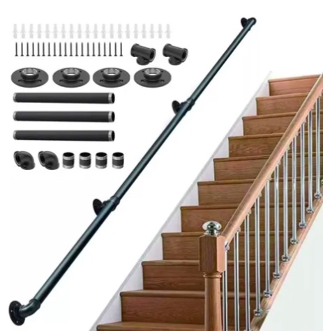 PASAMANOS DE TUBO NEGRO ESCALERA DE 3M - 1