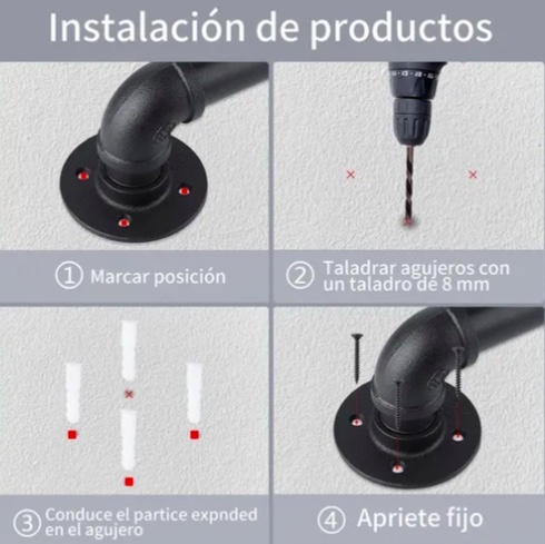 PASAMANOS DE TUBO NEGRO ESCALERA DE 3M - 3