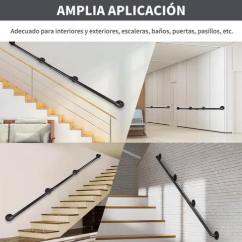 PASAMANOS DE TUBO NEGRO ESCALERA DE 3M - 4