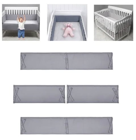 SET 4PCS PROTECTOR CUNA BEBE  ALGODON GRIS - 1