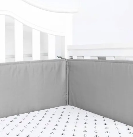 SET 4PCS PROTECTOR CUNA BEBE  ALGODON GRIS - 3