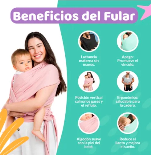 FULAR PORTABEBE SEMIELASTICADO 100% ALGODON PALO ROSA - 5