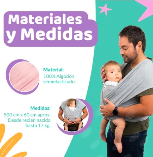 FULAR PORTABEBE SEMIELASTICADO 100% ALGODON PALO ROSA - 6