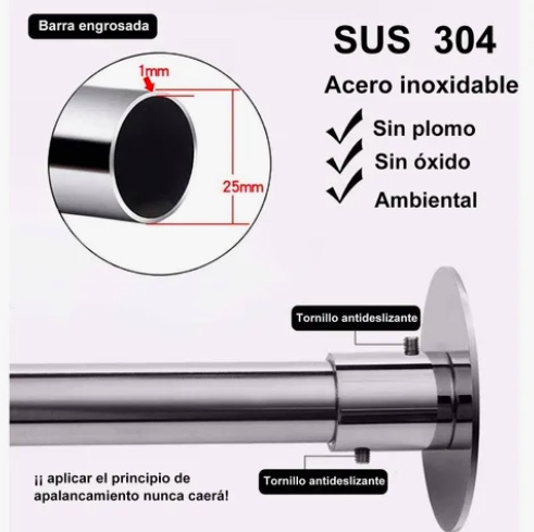 BARRA EXTENSIBLE CORTINA DE DUCHA DE ESQUINA - 4
