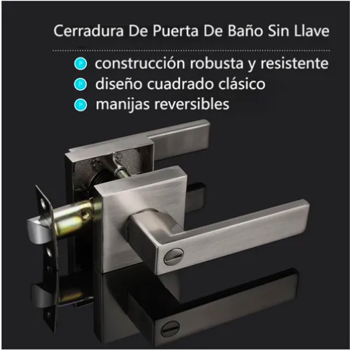 CERRADURA TUBULAR MANILLA CUADRADA SIN LLAVE - 3