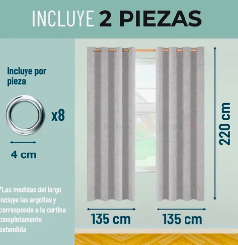 CORTINA BLACKOUT TEXTURA LINO GRIS - 4