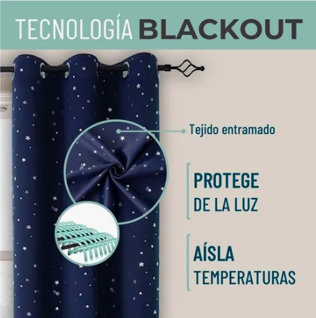 CORTINA SEMI BLACKOUT AZUL - 2