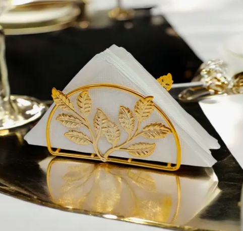 SERVILLETERO DE ALUMINIO COLOR FLOR - DORADO - 2