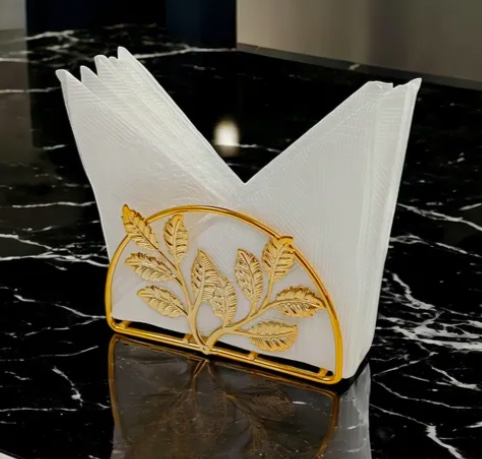 SERVILLETERO DE ALUMINIO COLOR FLOR - DORADO - 3