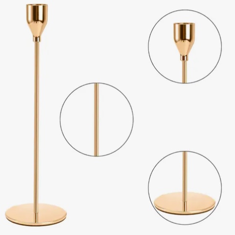 SET 3 CANDELABROS PORTA VELAS DORADO - 5