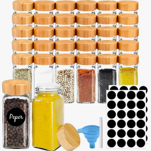 12 FRASCOS DE VIDRIO ESPECIEROS CON ETIQUETAS - 1