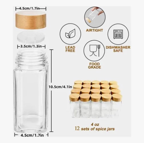 12 FRASCOS DE VIDRIO ESPECIEROS CON ETIQUETAS - 3