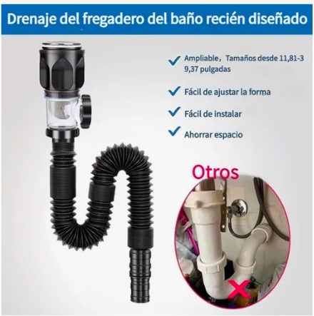 JUEGO DE TUBOS DE DESAGÜE DE FREGADERO MULTIFUNCION - 3