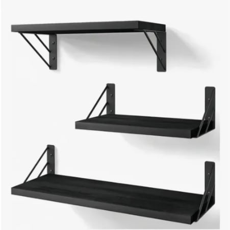REPISAS FLOTANTES ESTANTE DE MADERA NEGRA - 1