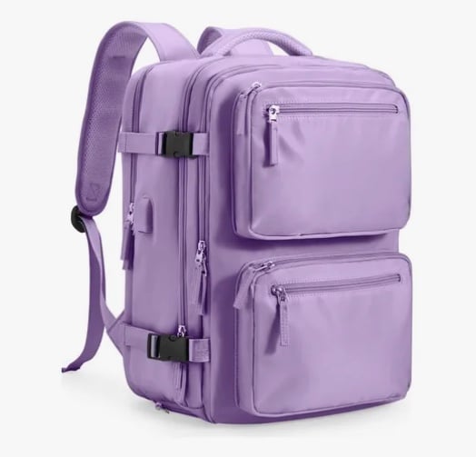 MOCHILA VIAJE CABINA AVION IMPERMEABLE MORADA - 1