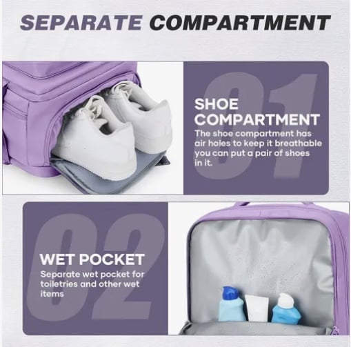 MOCHILA VIAJE CABINA AVION IMPERMEABLE MORADA - 5
