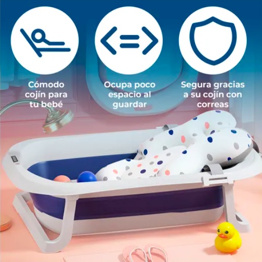 BAÑERA PLEGABLE PARA BEBE ROSADA - 2