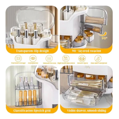 CAJA ORGANIZADOR DE COSME TICOS MAQUILLAJE PORTATIL - 5