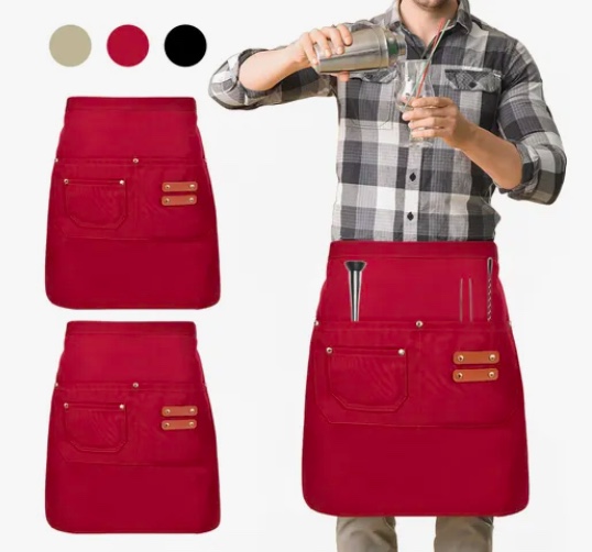 2PCS BARTENDER DELANTAL CORTO IMPERMEABLE - 1